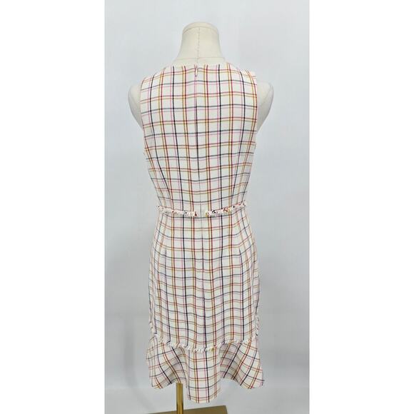 J Crew Fluted Hem A-Line Dress In Windowpane Cotton Tweed - Picture 3 of 5